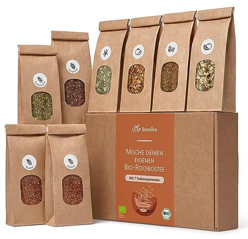 Tee Selber Mischen Set Geschenk mit Rooibostee | BIO Rooibos Tee Geschenkset mit 7 leckeren Tee-Sorten zum DIY Teemischung Selber Machen