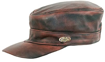 Black Jungle Castro Army Leder Cap - Military Biker Kappe, One-Size