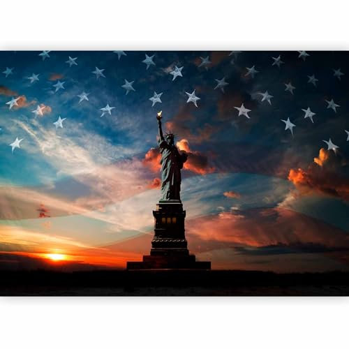 murando PREMIUM Fotomurales Estatua de la Libertad 250x175 cm Papel pintado tejido no tejido Decoración de Pared decorativos Murales moderna de Diseno Fotográfico Bandera New York City d-B-10005-a-a