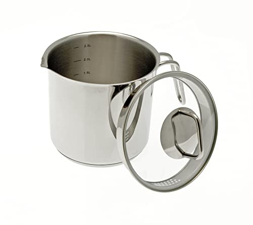 3L Ignite Cookware Boiling Pot Stainless Steel | Chai Pan with Strainer Glass Lid | Ideal for Boiling Milk, Sauce, Tea, Chai, Pasta, Noodles, Gravy