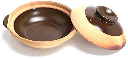 Cazuela de cerámica Tradicional sin esmaltar, Olla de Barro de cocción Lenta Resistente al Calor, Olla Antiadherente, Utensilios de Cocina, Cacerola Saludable V 3.2l