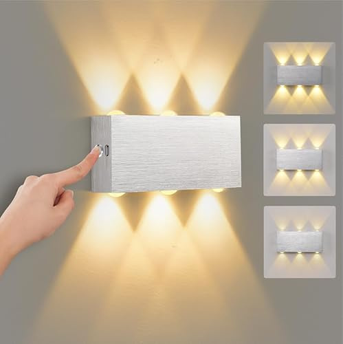 VOMI Wandleuchte Innen akku LED Dimmbar Ohne Stromanschluss USB Aufladbar Wandlampe Kabellos Ohne Bohren 4000mAh Batterie Magnetische Wandbeleuchtung für Schlafzimmer