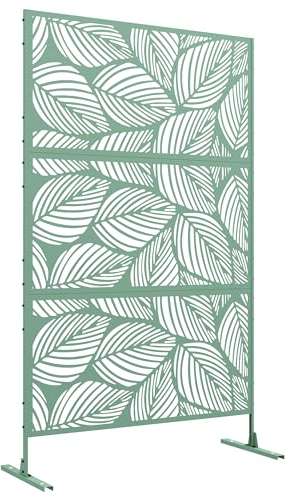 Outsunny Panneau Brise Vue décoratif paravent extérieur Vert à Motif végétal en Acier - 122 x 45 x 198 cm, Vert