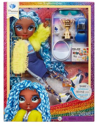 RAINBOW HIGH Sparkle and Shine - Marina (Azul) - Muñeca de Moda de 28 cm con Destellos Líquidos en Las Piernas, Agítalas para Verlas Brillar, Ideal para Niños y Niñas de 4 a 12 Años