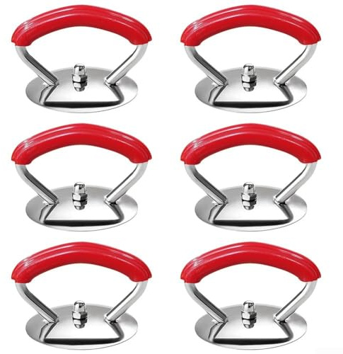 6pcs Pot Lid Knobs, Stainless Steel Pot Lid Anti-Heat Handle Pan Covers Replacement Knobs for Frying Pan Saucepan Lid Cover(Red)