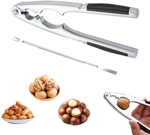 Ayizhiniu Cascanueces, Cascanueces Acero Inoxidable, Cascanueces de Metal Traer Agujas de Nuez, Mango Antideslizante Nutcracker, Aplicable Nuez, Castañas, Nueces de Brasil