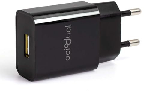 OcioDual Caricabatterie da Muro EU, 2 Porte USB da 5V, 2.1A, 10W, Caricabatterie per Smartphone, Adattatore di Alimentazione per Presa USB, Ricarica Rapida, Modello: ST660, Nero
