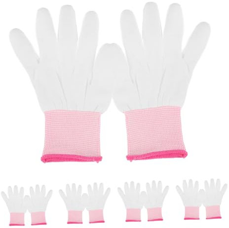 HOMOCONO Guantes de Seguridad de Nailon Recubiertos de Pu, 12 Pares, Rosa