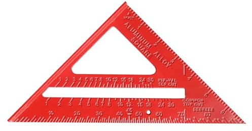 Onperpoe 7 Inch Aluminium Set Square, Carpenters Triangle Ruler, Speed Square, Red