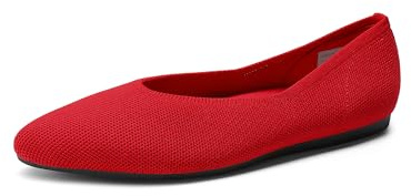 DREAM PAIRS Women's Casual Pointed Toe Ballet Comfort Soft Slip On Flats Shoes,Size 7,Red,DWUMFA2505