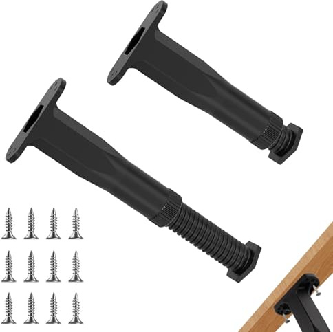 HXHWKEN 2 Stück Möbelfüße Verstellbare Bettbeine mit 12 Schrauben Kunststoffe Schwarz Möbelbeine für Möbel Sofa Bett Nachttisch Schrank