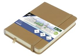 Kangaro Art Carnet de croquis A6 Taupe PU Couverture rigide 80 feuilles 140 g Papier crème avec élastique et ruban