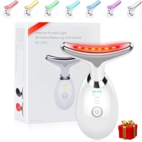 LUX Cove 7-in-1 LED Facial Sculptor - Electric Face Beauty Glow Facial Massager Anti-Wrinkle Device with 3 Modes 45°C SkinTightening & Lifting EMS Massage Face Device (White)