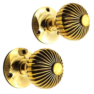 Infinity Decor Aged Brass Regency Mortice Door Knobs Pair 60mm – Vintage Style Round Pull Door Handles Set for Internal and External Doors