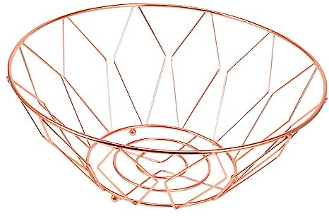 Cabilock Rose Gold Iron Art Fruit Basket Multifunctional Fruit Tray and Snack Storage Holder for Home Kitchen Living Room Desktop