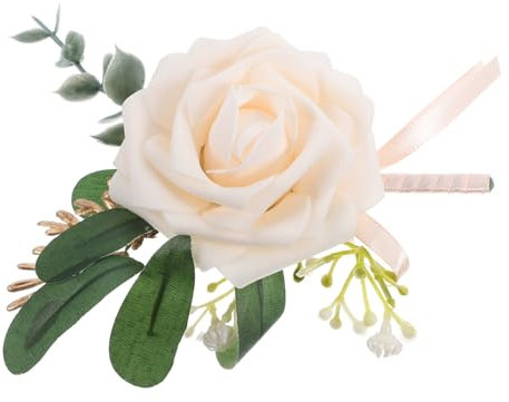 Homoyoyo Korsage Ansteckblume Kette Baumeln Männer Frauen Schläfer Anstecknadel Am Revers Creolen Für Damen Gold Armreif Künstlich Goldene Reifen Trendy Nieten Hortensie Mode Plastik Beige