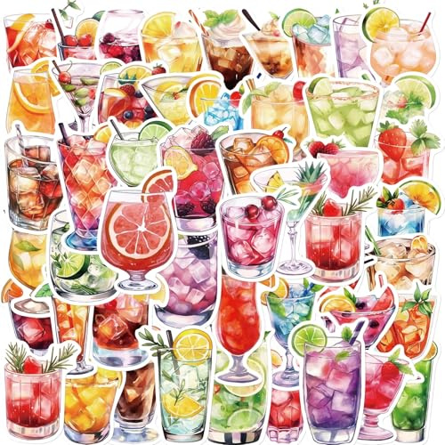 Der Cocktail Aufkleber 50 Stück Skifahren Stickers Skateboard Graffiti Aufkleber Motorräder Fahrrad Snowboard Gepäck Laptop Auto Koffer für Kinder und Jugendliche Wasserdichte Vinyl Decals