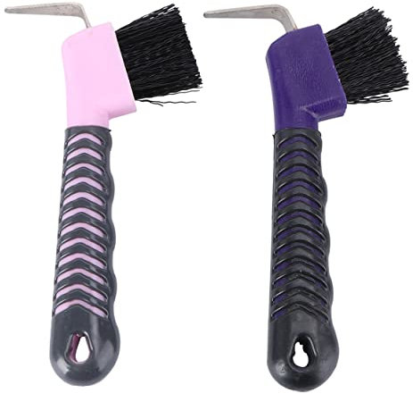 HANABASS 2pcs Equine Horse Hoof Cleaning Tools Kit Multi-function Brush Hoof Picks Pp Tpe Material Random Color