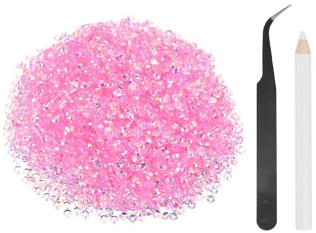 sourcing map 4000 diamantes de imitación de resina con parte trasera plana, SS16 de 4 mm, gemas de brillo redondas a granel con herramientas de recogida para manualidades, vasos, tazas, ropa, color