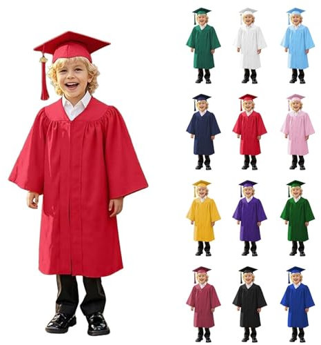 MJGkhiy Abschlusskleid Set Toga Und Touch Hut Studenten Doktor Party Diplom Mutterschaft Abschlussfeier Vorschulkleid Kinderkleid 2025 Akademisches Kostüm Karneval Verkleidung