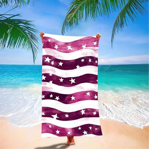 Telo Mare Grande 180x80cm Banda Telo Mare Microfibra Asciugatura Rapida Bagno Asciugamano da Spiaggia, Asciugamano Palestra Uomo Antisabbia Stuoia Spiaggia Assorbente per Palestra Viaggi - Viola GQ-2