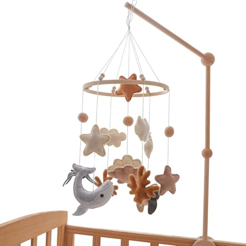 Mobile per Culla Mobile in Feltro per Bambini | Giocattolo Appendibile Carillon in Feltro con Animali Marini Stile Cartoon Decorazione per Camera Culla Cameretta dei