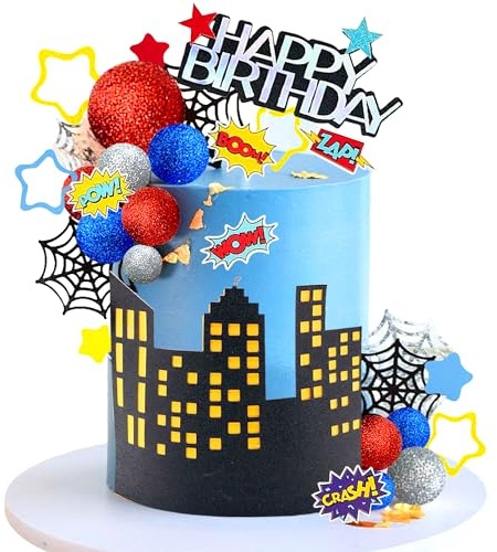 51PCS Superhero Birthday Cake Decoration Superhelden Partygeschenke Cupcake Kuchen Dekoration Spinnen Kuchen Dekoration Spinnen Geburtstagsparty
