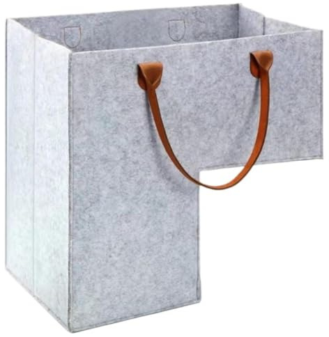 Cesta de escalera con asas de cuero en forma de L de gran capacidad, bolsa de almacenamiento de juguetes para ropa, bolsa de artículos diversos, organizador T5w1
