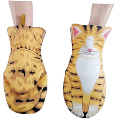 AKOOSY de Cuisine Résistants Chaleur Coton avec Motif Chat Antidérapante pour Four et Micro Ondes Protection Brûlure Unisexe