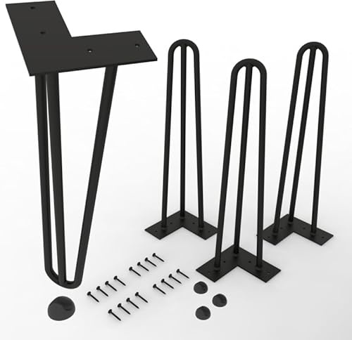youkzuan 2026 NEW Tischbeine Metall Schwarz | 41cm Möbelfüße | Heavy Duty 400kg | Hairpin Tischbeine für Kaffetisch Couchtisch Nachttisch DIY Möbel | Tischfüße Set 4 mit Bodenschonern & Schrauben