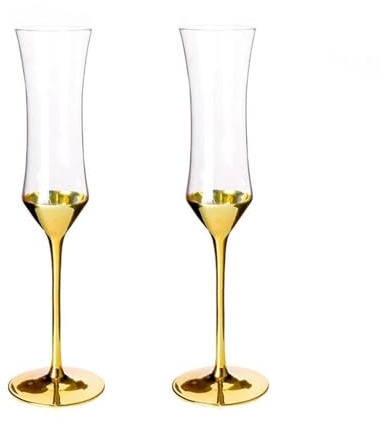 GDHKDDFL 2 flûte da Champagne placcati in Oro, capacità 5,58 oz for Banchetti aziendali e riunioni annuali