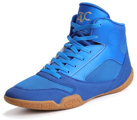 ZVC Wrestling Shoes Men Boxing Shoes for Fighting Shoes Powerlifting Bodybuilding Boots Footwear Blue