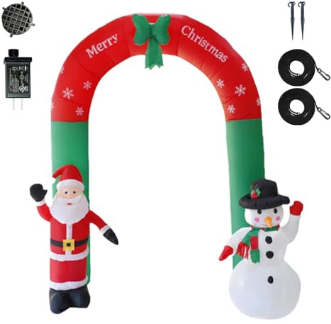 Del Buon Natale 2,4 Metri Gonfiabile Babbo Natale E Pupazzo Di Neve | Gonfiabile Natalizio Da Giardino per Giardino Cortile Sentiero Patio Prato Portico Fattoria