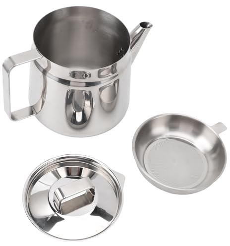 Recipiente para Aceite con Filtro de Acero Inoxidable, 1.5 Litros - y Práctico para Cocinar y Guardar Aceite, Ideal para Cocina Familiar y Restaurantes