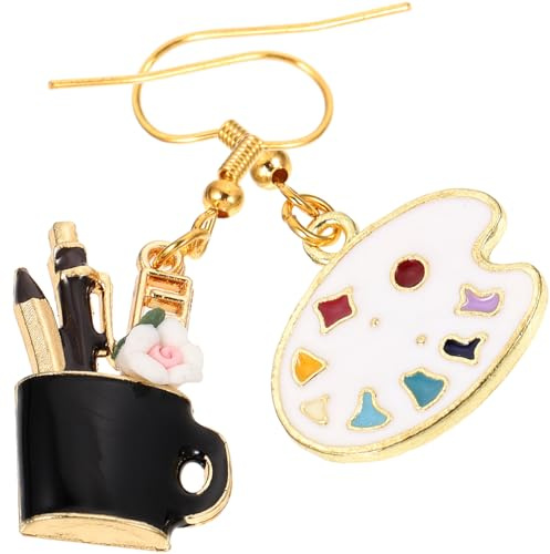 TEHAUX Artist Paintbrush and Palette Pendant Drop Earrings for Painters Art Students and Teachers, Decorative Brush Charm Jewelry, Lightweight Creative Art Earrings
