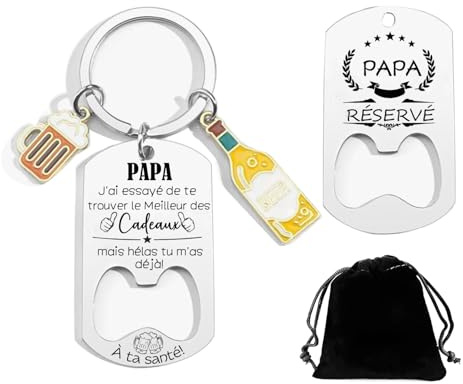 XWXWXW Cadeau Papa Porte-cles Papa,Décapsuleur Cadeau Fete Des Peres, Cadeau Papa Anniversaire Porte Clé Papa Noel, Beau Papa Cadeau Original