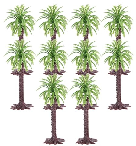 SEWACC Lot de 10 Cocotiers Miniatures en Plastique, Modèle Miniature de Palmier Tropical Compact, Décorations D’Aquarium sans Entretien pour Ambiance Tropicale et Dioramas Réalistes