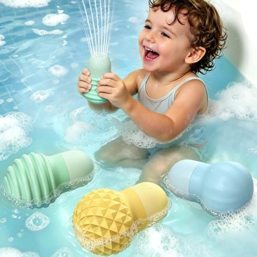 ddLUCK Jouet Bain, 3Pcs Juguetes Bañera Bebe, Juguetes Texturizados Antiestrés, Ducha Juegos Agua Juguetes Piscina Rellenar Calcetines Navideños para Niños y Niñas