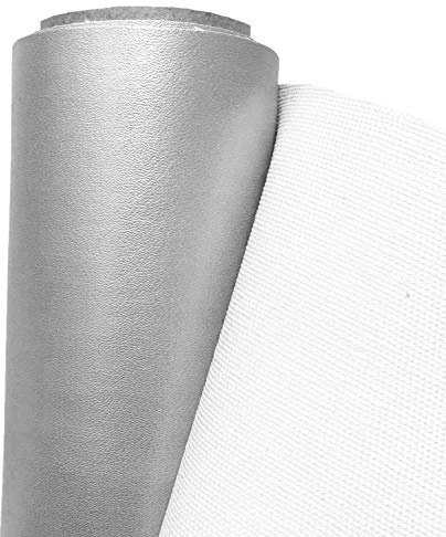 A-Express Tyg av konstläder, vinyl, vattentät läderduk, material för kläder, klädtillverkning, klädsel, 1 meter, 100 x 140 cm, silver