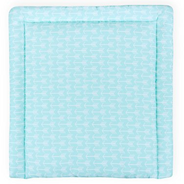 KraftKids Wickelauflage in weiße Pfeile auf Mint, Wickelunterlage 78x78 cm (BxT), Wickelkissen