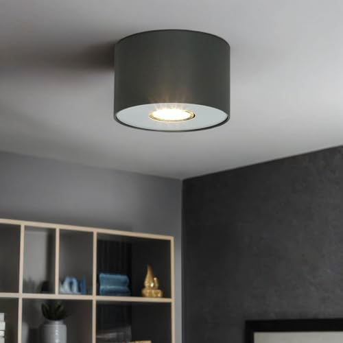 Licht-Erlebnisse Moderne Beleuchtung Decke Ø13cm rund Grau Silber GU10 9cm hoch Spot Strahler Wohnzimmer Flur Küche