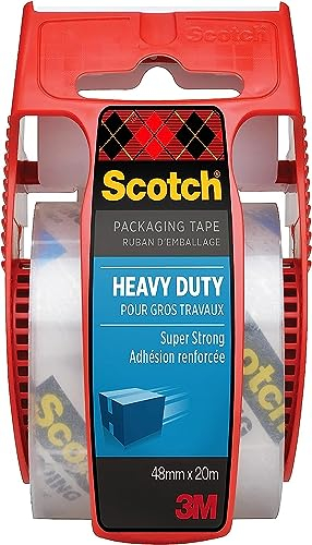 Scotch Cinta de Embalaje de Alta Resistencia Transparente con Dispensador Manual, 1 Rollo de 48 mm x 20 m - Cinta Adhesiva de Calidad para Cerrar Cajas, Cartones y Paquetes