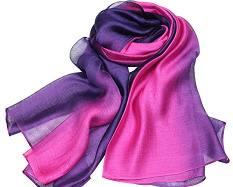 PB-SOAR Mode Damen Farbverlauf Schal Halstuch Stola 200 x 83cm, leicht und groß, 14 Farben auswählbar (Pink/Lila)