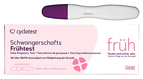 cyclotest Früh-Schwangerschaftstest SS-Test 10miU/ml ß hCG Test SSW Test Früh-Test zur frühen Erkennung einer Schwangerschaft > 99,9% Genauigkeit