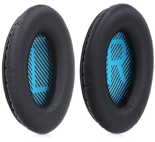 Ear Pads Replacement for Bose QC25 QC15 QC2 AE2 AE2i AE2w SoundTrue AEII SoundLink AEII Headphones by MMOBIEL – Memory Foam Earpad Cushions – Comfortable Noise Isolation Replacement – Black/Blue
