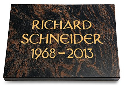 MEMORUM Grabmale Grabtafel, Grabplatte, Grabstein, Grabkissen, Urnengrabstein, Liegegrabstein Modell Pure 40 x 30 x 3-4 cm Aruba-Granit, poliert inkl. Gravur (Ohne Ornament)