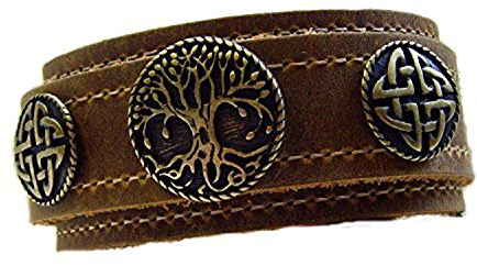 Lederarmband Wickelarmband hell-Braun Yggdrasiel Irminsul Welten-Baum