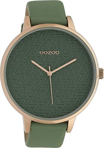 Oozoo Modische Damenuhr mit Lederband Quarz 45 MM Grün/Grün C10407
