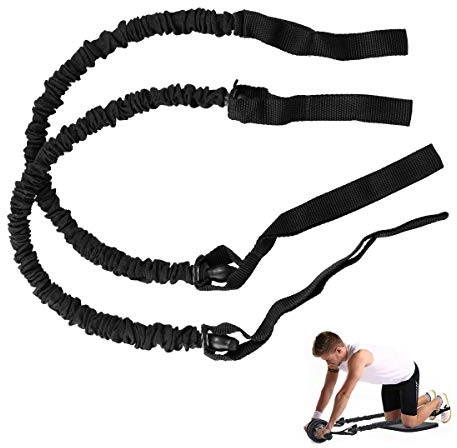 Surplex 2 Cuerdas Elásticas de Fitness Set de Banda de Resistencia Desmontable, Cuerda de tracción para rueda de rodillo de cintura, abdominal, adelgazamiento, equipo de fitness Negro