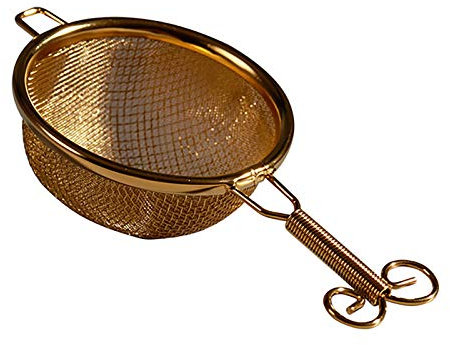 UPTALY 18/10 Edelstahl Teesieb(Kupfer, Kleiner Filterkorb Kurzer Griff), mit Doppelgriffen, Filter Teeabfluss für Kung Fu Tee Set, Teefilter, Tea Infuser, Mehlsieb, Soßenabscheider, Teeei für Tasse